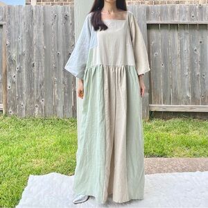 100% Linen | Handmade Quilted Linen Bandana Dress SKU 08011